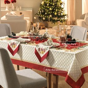 Toalha de Mesa de Natal Quadrada Karsten Para Chá Sinos de Natal