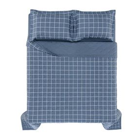 Colcha/Cobre Leito King Karsten com 2 Porta Travesseiros 150 Fios Percal 100% Algodão Grid