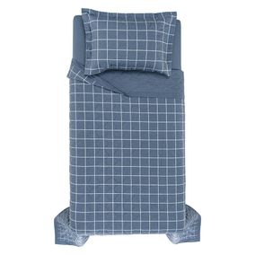 Colcha/Cobre Leito Solteiro Karsten com 1 Porta Travesseiro 150 Fios Percal 100% Algodão Grid