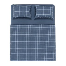 Jogo de Cama Casal Karsten 150 Fios Percal 100% Algodão Grid