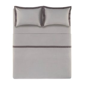 Jogo de Cama King Karsten 180 Fios Percal 100% Algodão Duo Titânio/Grafite