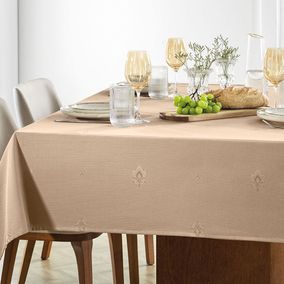 Toalha de Mesa Retangular 6 Lugares Easy Wash Desirée Taupe