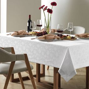 Toalha de Mesa Retangular 8 Lugares Easy Wash Victória Branco