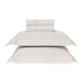 Jogo de Cama King 300 Fios 100% Algodão Stela Prata Branco/Prata
