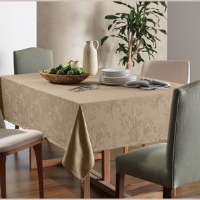 Toalha de Mesa Retangular 6 Lugares Anti Mancha Katherine Taupe