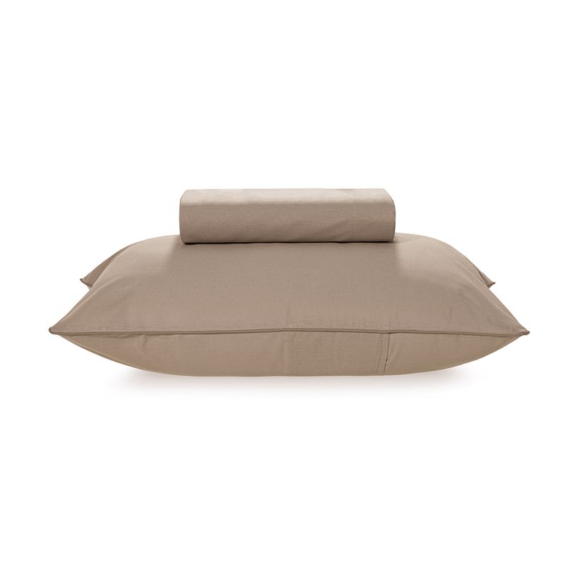 Lencol-Solteiro-com-Elastico-e-Fronha-100--Algodao-Itan-Bege
