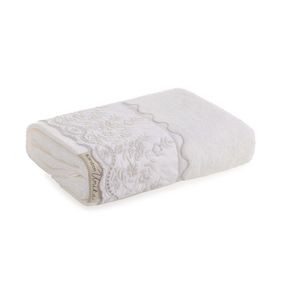 Toalha de Lavabo Fio Penteado Bordado Antônia Branco/Prata