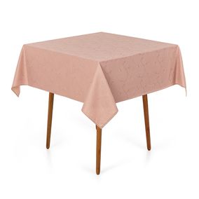 Toalha de Mesa Quadrada 4 Lugares Jacquard Melli Rosa Vintage