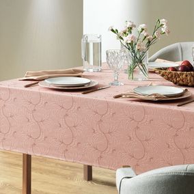 Toalha de Mesa Quadrada 4 Lugares Jacquard Melli Rosa Vintage