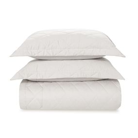 Colcha Casal com 2 Porta Travesseiros Cetim 300 Fios Bossa Branco