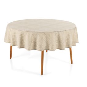 Toalha de Mesa Redonda 6 Lugares Jacquard Beamon Bege