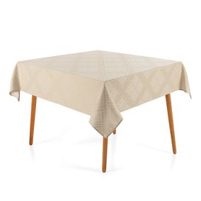 Toalha de Mesa Quadrada 8 Lugares Jacquard Beamon Bege