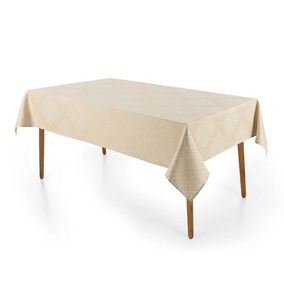 Toalha de Mesa Retangular 12 Lugares Jacquard Beamon Bege