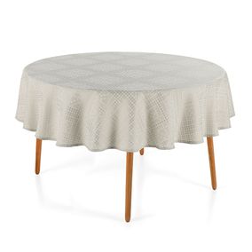 Toalha de Mesa Redonda 6 Lugares Jacquard Beamon Cinza