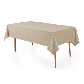 Toalha de Mesa Retangular 12 Lugares Jacquard Victória Noz Moscada