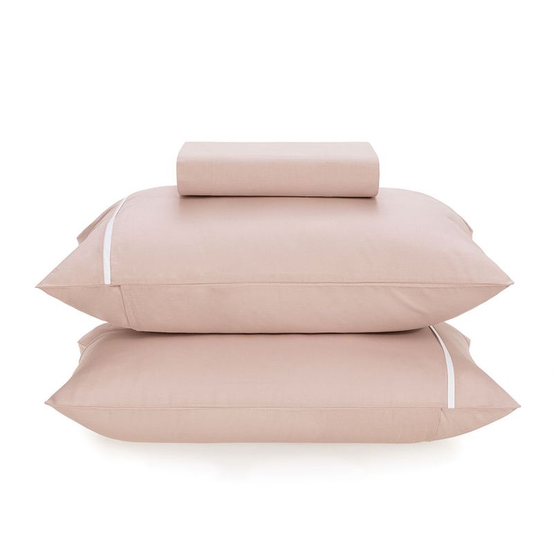 Lencol-Queen-com-Elastico-e-Fronhas-Percal-100--Algodao-Noah-Rosa-Branco