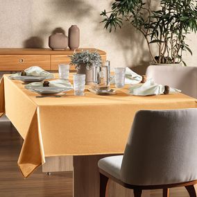 Toalha de Mesa Retangular 12 Lugares Jacquard Caetano Mel