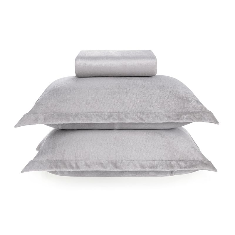 Lencol-de-Microfibra-King-com-Fronhas-Zart-Cinza