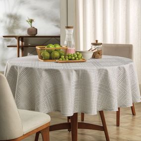 Toalha de Mesa Quadrada 8 Lugares Jacquard Beamon Bege