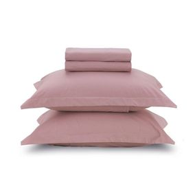 Jogo de Cama Queen Karsten 180 Fios Percal 100% Algodão Liss Rosa