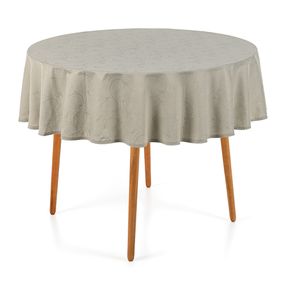 Toalha de Mesa Redonda 4 Lugares Jacquard Melli Cinza