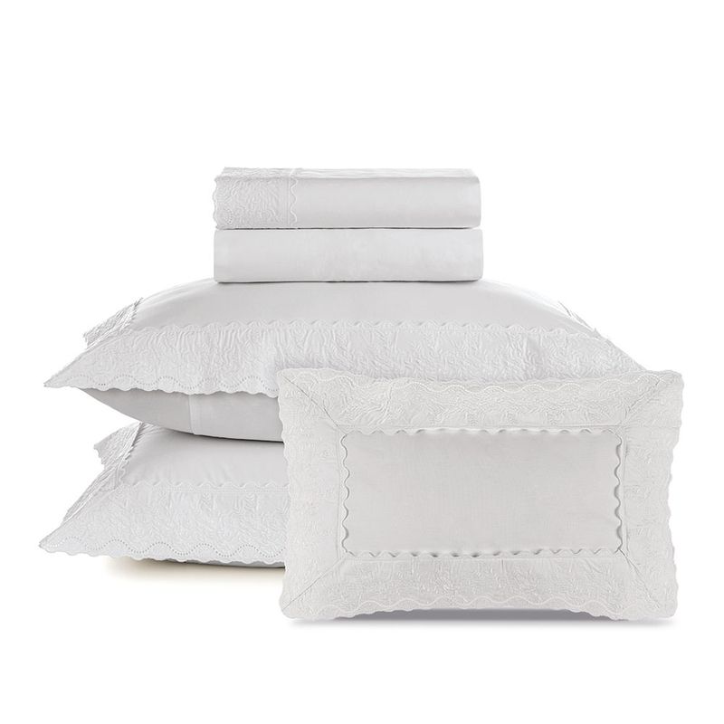 Jogo-de-Cama-King-com-Almofada-200-Fios-100--Algodao-Antonia-Branco-Branco