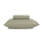 Lencol-Solteiro-com-Elastico-e-Fronha-100--Algodao-Noah-Verde-Cha-Branco