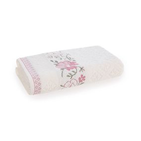 Toalha de Rosto Yuna Ivory/ Rosa