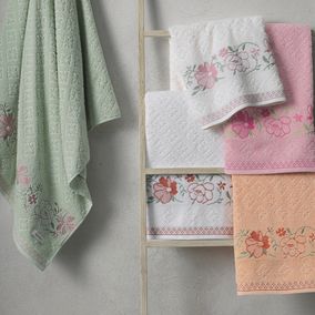 Toalha de Rosto Yuna Ivory/ Rosa