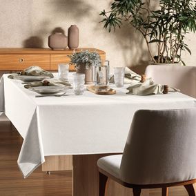 Toalha de Mesa Quadrada 8 Lugares Sempre Limpa Caetano Branco