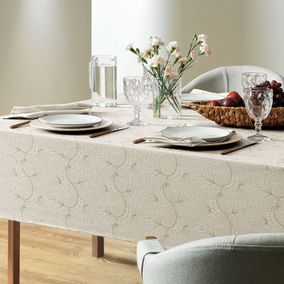 Toalha de Mesa Quadrada 4 Lugares Jacquard Melli Cinza