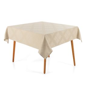 Toalha de Mesa Quadrada 8 Lugares Jacquard Beamon Bege