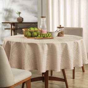 Toalha de Mesa Quadrada 8 Lugares Jacquard Beamon Bege