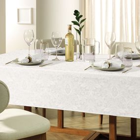 Toalha de Mesa Redonda 6 Lugares Jacquard Blanka Branco