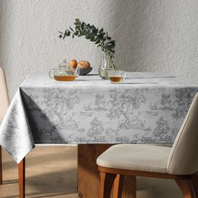 Toalha de Mesa Quadrada 8 Lugares Grazia Cinza