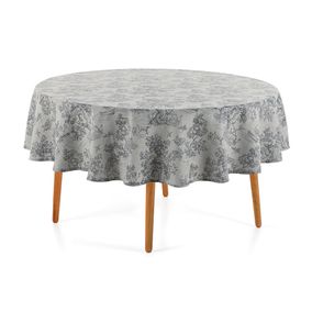 Toalha de Mesa Redonda 6 Lugares Grazia Cinza