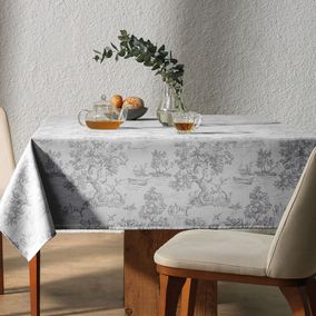 Toalha de Mesa Redonda 6 Lugares Grazia Cinza