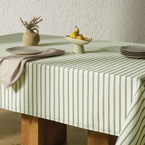 Toalha de Mesa Retangular 8 Lugares Zaira Branco/Verde