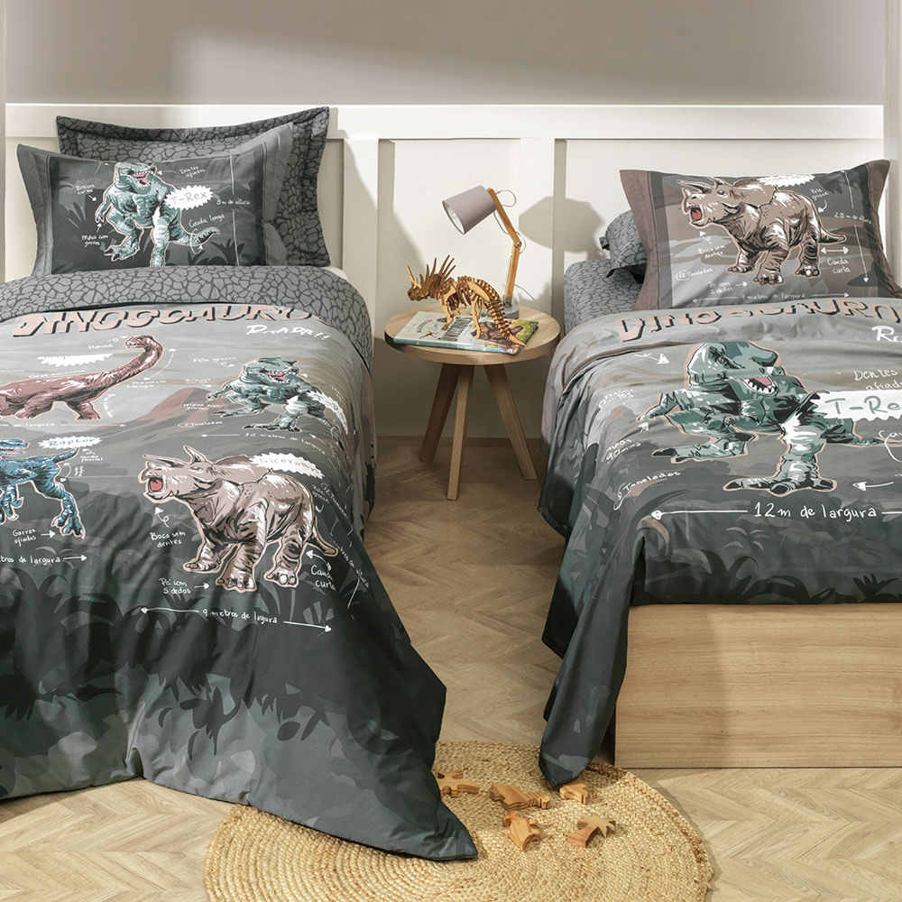 Kit Colcha Infantil Casal T-Rex 200 Fios | Karsten Kids